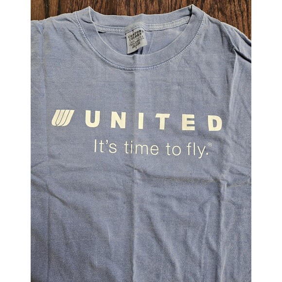 Vintage DELTA It's Time To Fly T Shirt Size L Blue - Picture 3 of 8